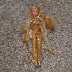 Gold Glitter Doll with Cape